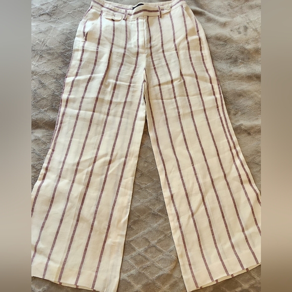 Theory Pants - Theory Cream and Purple Striped Pants